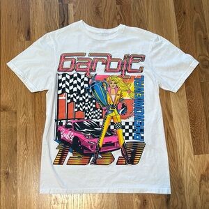 Barbie Racing Graphic T-Shirt, White, Size Small